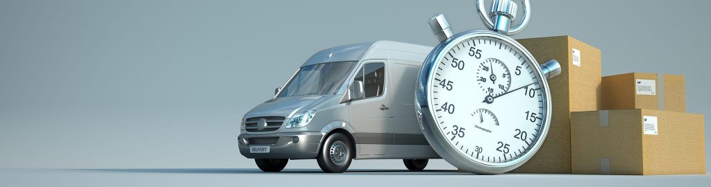 spoedkoerier bestelbus grijs met dozen